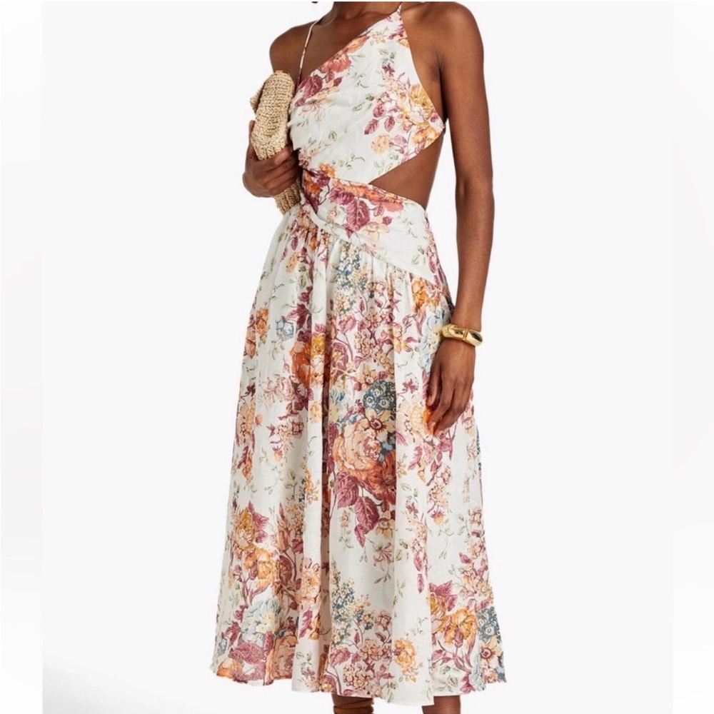 Zimmerman Cutout Floral-print MIDI Dress Size 2 (us 6/8) worn once!